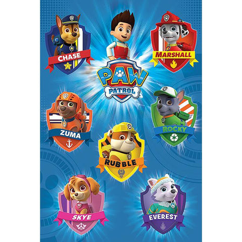 Paw Patrol Crests - Ryder, Marshall, Rubble, Chase, Rocky, Zuma, Skye